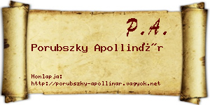 Porubszky Apollinár névjegykártya